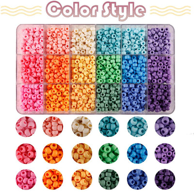 2600+pcs Pony Beads Kit Opaque Matte Rainbow Plastic Craft in 18 Colors