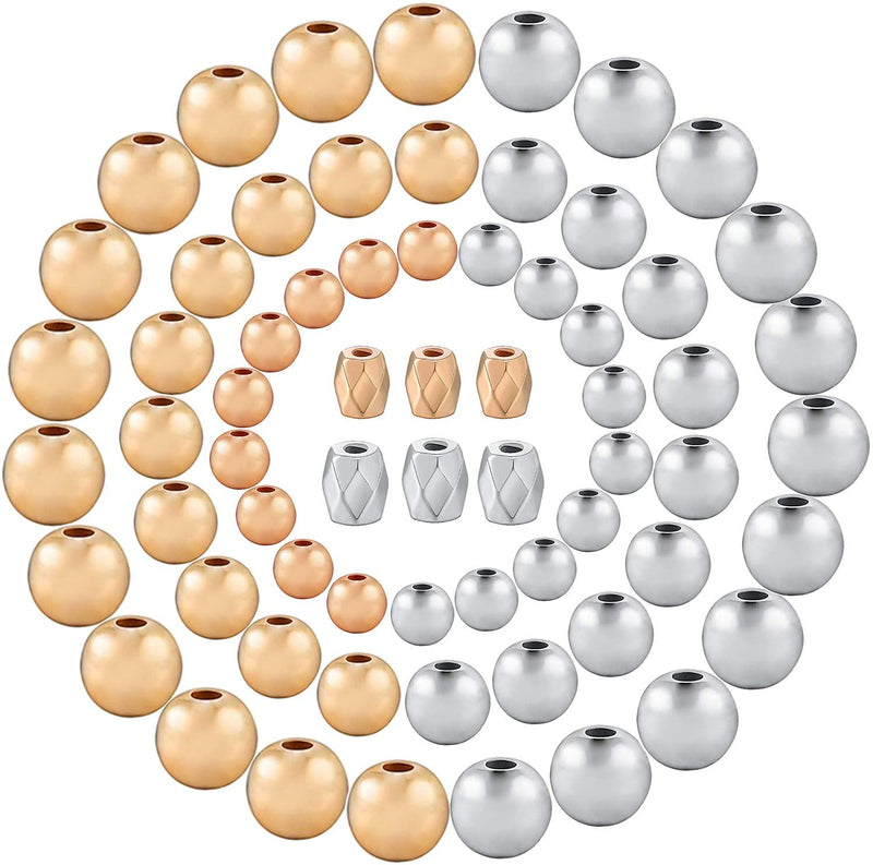 3500 Pieces Metal Plated Plastic Round Beads and Faceted Spacer Beads, Gold&Silver