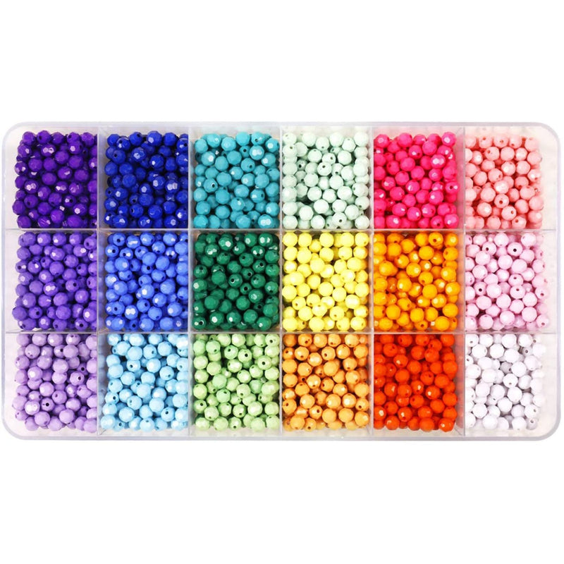 2500+pcs Faceted Beads Set in 18 Colors Plastic Opaque Pony Beads