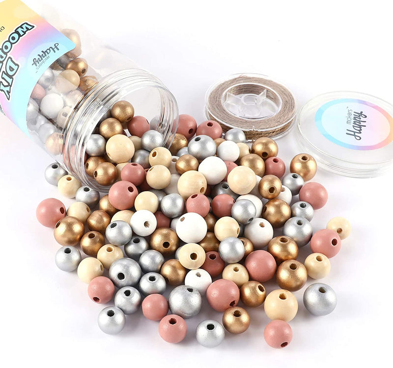 180pcs Craft Wood Round Beads for Crafts, Home Decor