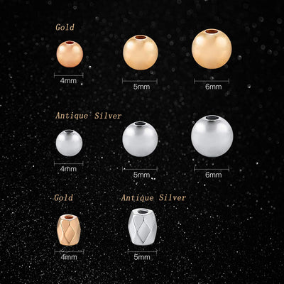 3500 Pieces Metal Plated Plastic Round Beads and Faceted Spacer Beads, Gold&Silver