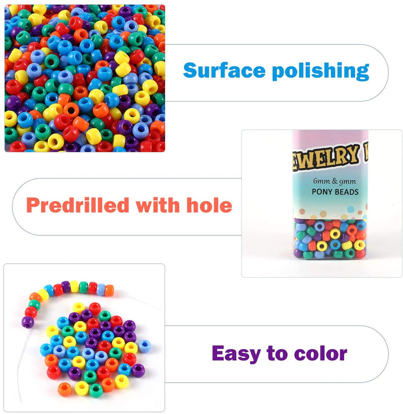 Pony Beads Kits, with 6x9mm beads and Multiple shapes Animal Plant
