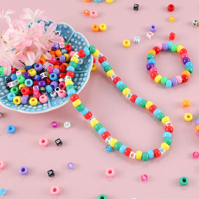 3550pcs Bead Set 12 Colors Opaque Pony Beads & 6 Styles Letter Alphabet Beads