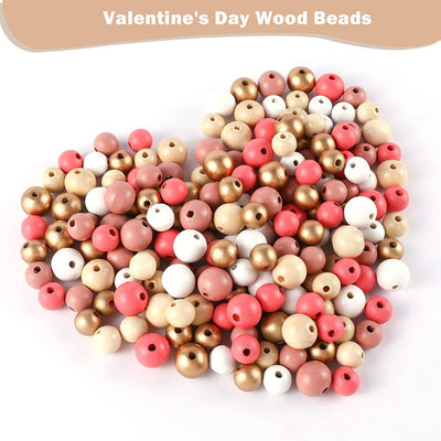 180pcs Polished Color Round Wood Beads for Crafts, DIY Fall Summer Christmas Halloween