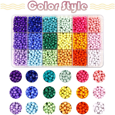 2500+pcs Faceted Beads Set in 18 Colors Plastic Opaque Pony Beads