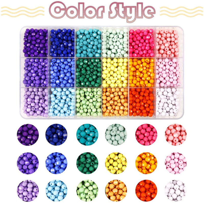2500+pcs Faceted Beads Set in 18 Colors Plastic Opaque Pony Beads
