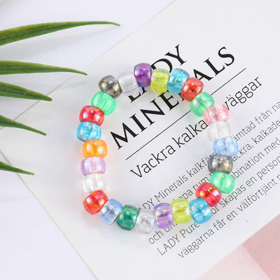 2600+pcs Transparent AB Color Rainbow Plastic Craft Pony Beads Kit