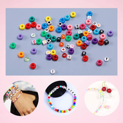 3550pcs Bead Set 12 Colors Opaque Pony Beads & 6 Styles Letter Alphabet Beads