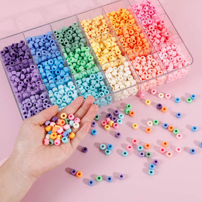 2600+pcs Pony Beads Kit Opaque Matte Rainbow Plastic Craft in 18 Colors