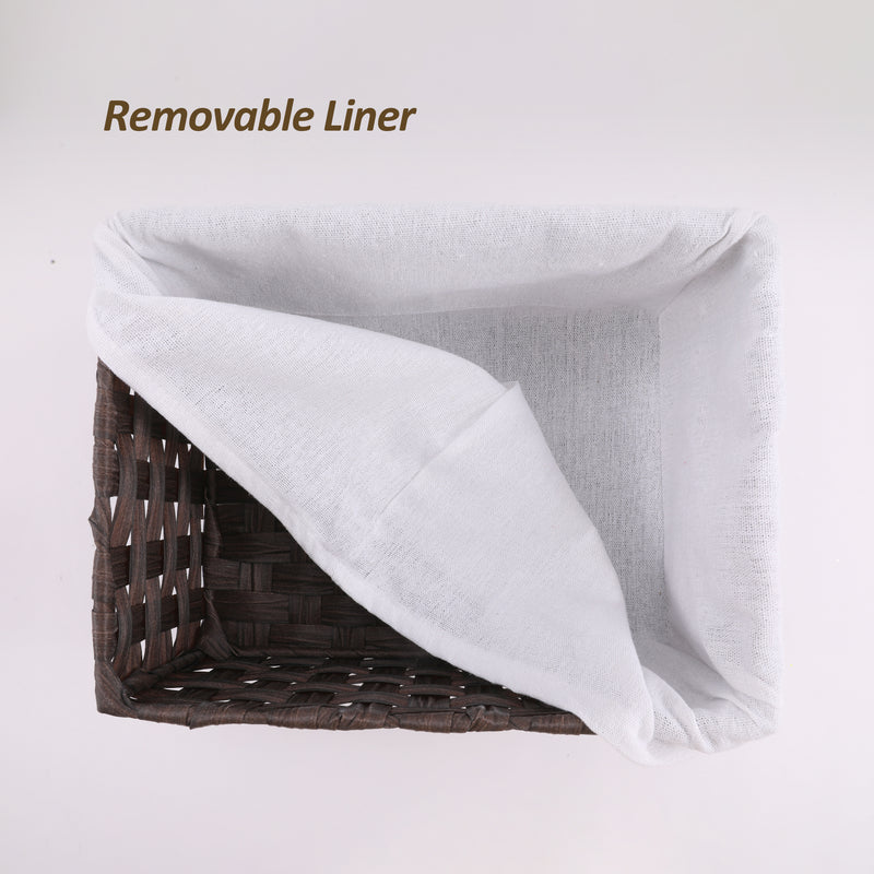 Chicgrowth Wicker Basket Woven Bin Brown Storage Organizing With Liner Set Of 4