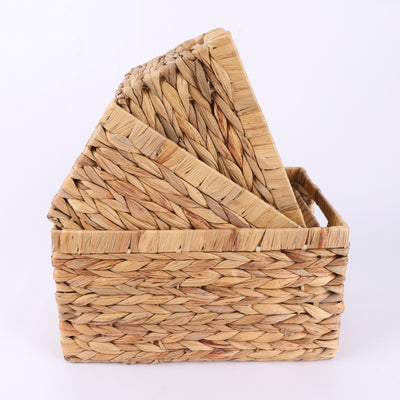 Chicgrowth Wicker Basket Water Hyacinth Woven Bin Set 3