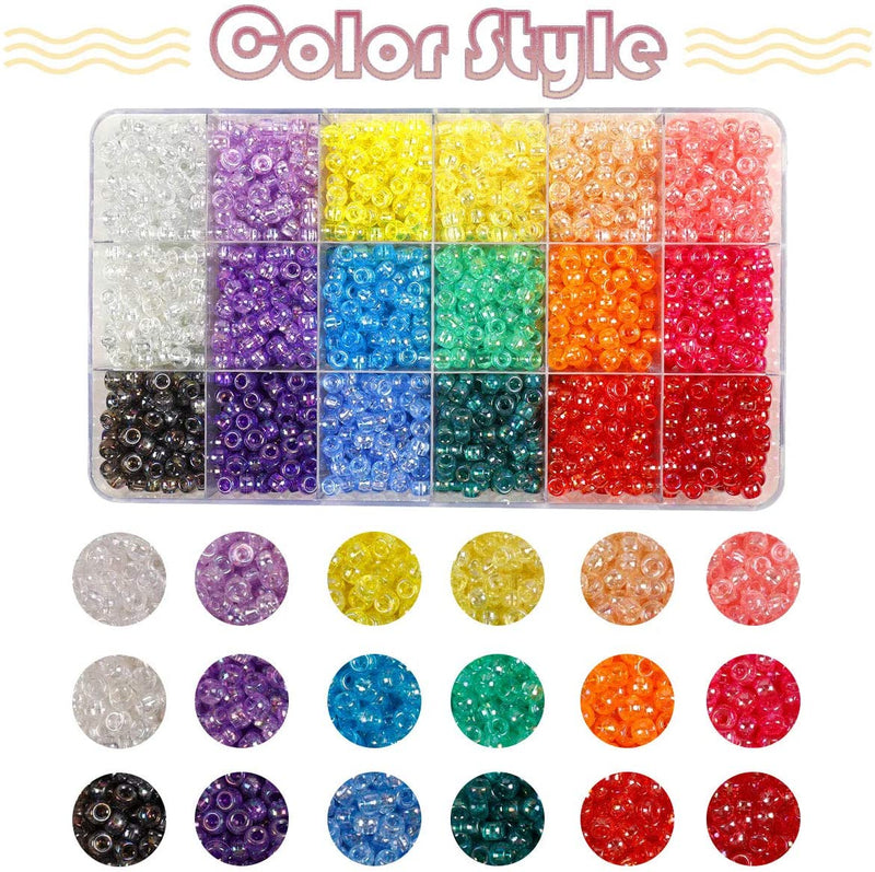 2600+pcs Transparent AB Color Rainbow Plastic Craft Pony Beads Kit