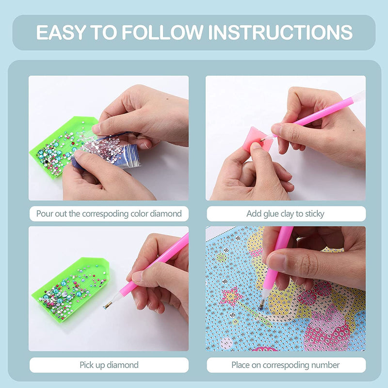 5D Diamond Painting for Kids with Wooden Frame, Mermaid