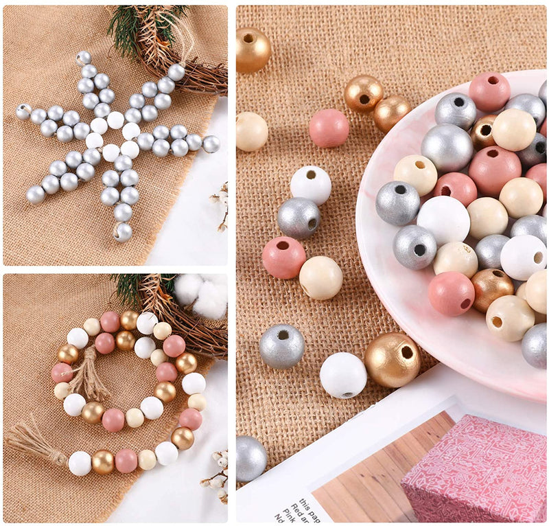 180pcs Craft Wood Round Beads for Crafts, Home Decor