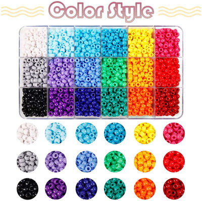 2600+pcs Pony Beads Kit Opaque Rainbow Plastic Pony Beads in 18 Colors