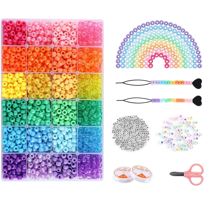 3500+pcs 9mm Rainbow Pony Beads Kit