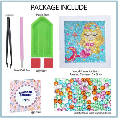 5D Diamond Painting for Kids with Wooden Frame, Mermaid