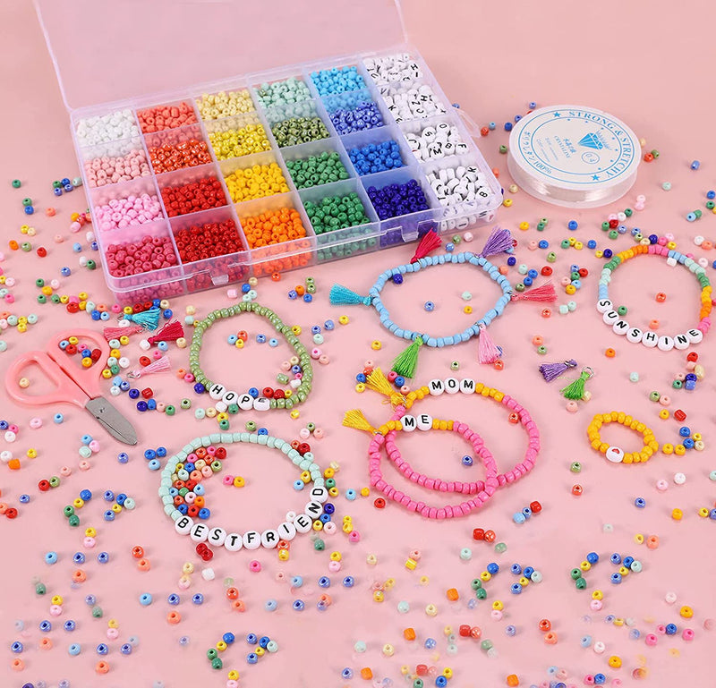 Jewelry Making Kit 4mm Glass Seed Beads for DIY Bracelet Making Kit