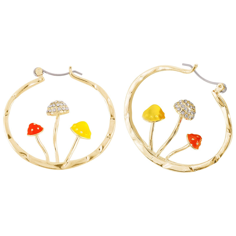 Chicgrowth Sterling Siver Mushroom Earrings Zicron Dangle Drop Hoop Jewelry Girl Women Gold