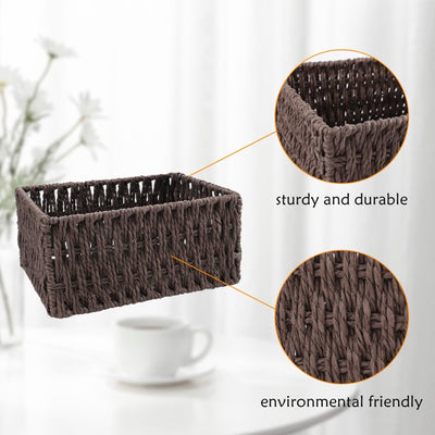 IDEAJOY Wicker Storage Basket, 3 Pack Woven Nesting Baskets Set, Brown