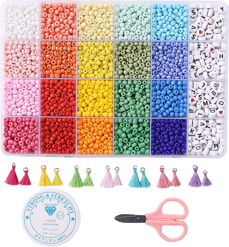 Jewelry Making Kit 4mm Glass Seed Beads for DIY Bracelet Making Kit