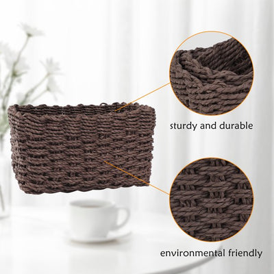 IDEAJOY Wicker Woven Storage Baskets for Storage Clothes Books Dolls Set of 3 Brown