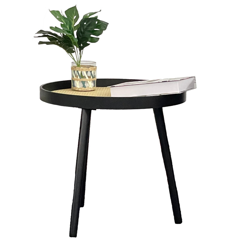 Chicgrowth Side Table Rattan End Table Black Coffee Living Room