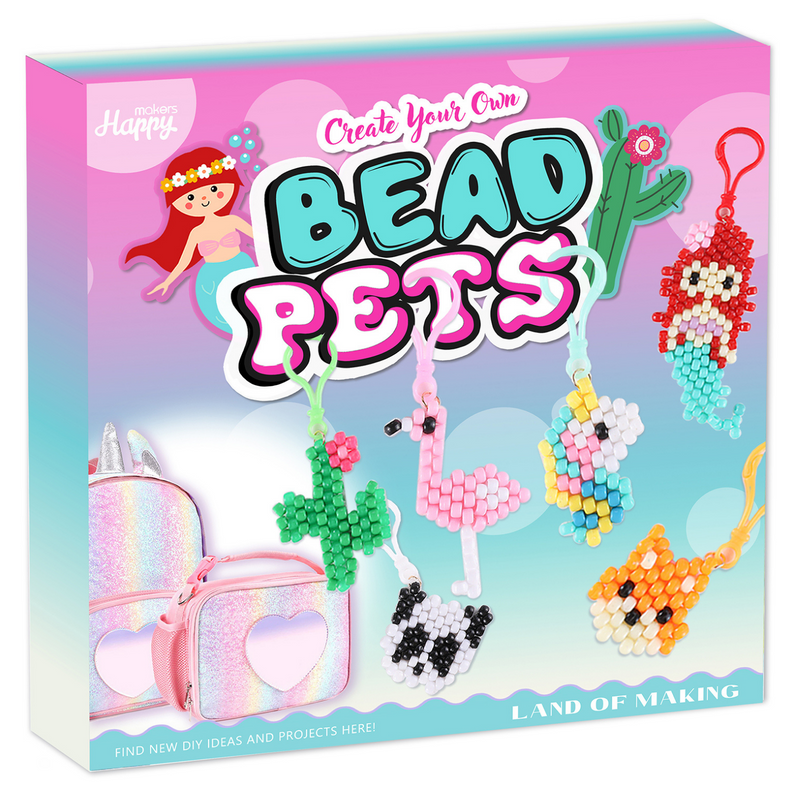 Bead Pets Craft Kits, Mermaid, Panda, Flamingo, Cactus, Fox, Unicorn