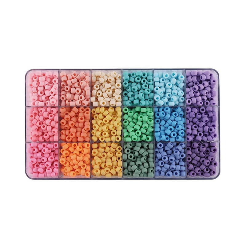 2600+pcs Pony Beads Craft Kit Opaque Matte Plastic, 18 Colors