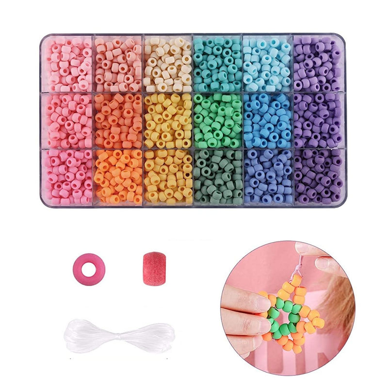 2600+pcs Pony Beads Craft Kit Opaque Matte Plastic, 18 Colors