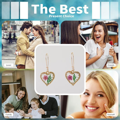 IDEAJOY Dried Decor Flower Earrings Pandents Ear Stud Jewelry Resin Hoop