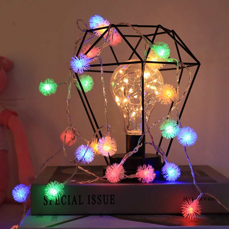 Chicgrowth Solar String Lights Fairy 40 LED Furry Ball 19.7FT Colorful 2 Pack