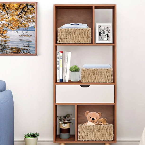 IDEAJOY Wicker Storage Basket, 3 Pack Woven Nesting Baskets Set, Beige